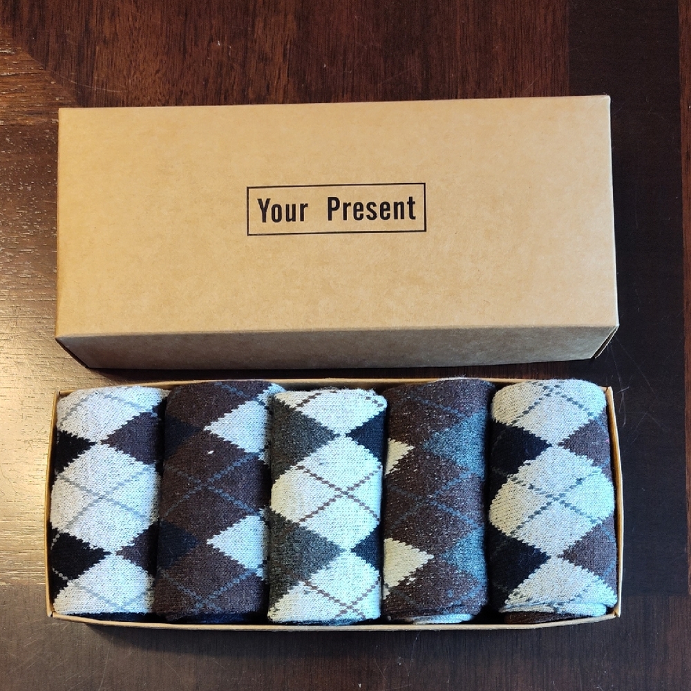 Your Present 5 Pack Argyle Men's Dress Socks - NIP